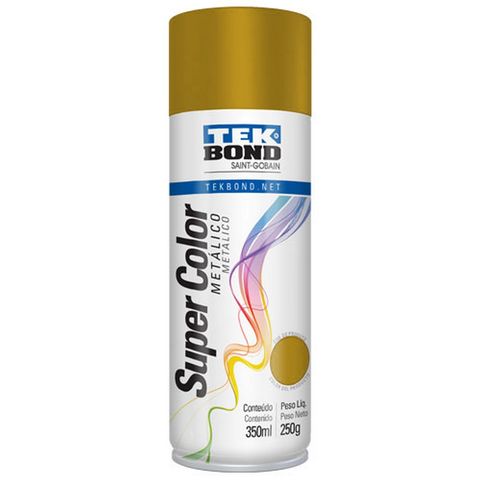 Tinta Spray Super Color Dourado Metálico 350ml/250g - Tekbond - 69957327168 - 69957327168