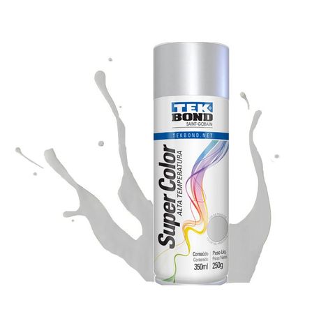 Tinta Spray Super Color Aluminio Alta Temperatura com 350ml/250g Tekbond - 23261006900 - 23261006900
