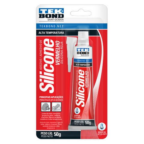 Adesivo de Silicone Acético Alta Temperatura Vermelho Tekbond 50g - 22044001202 - 22044001202