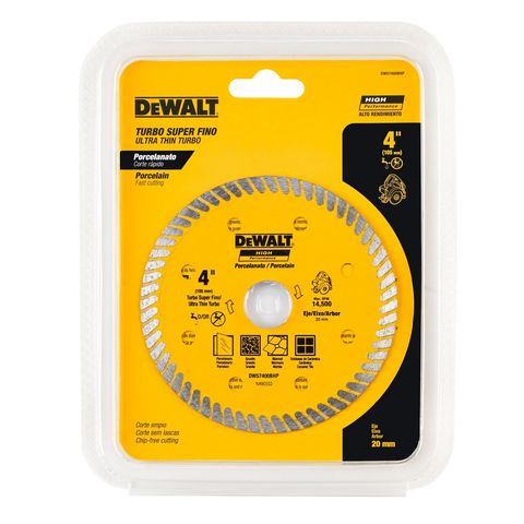 Disco de Corte para Serra Mármore Diamantado Continuo Porcelanato 105mm 4" Dewalt - DW57400BHP - Vendido Unitário - DW57400BHP
