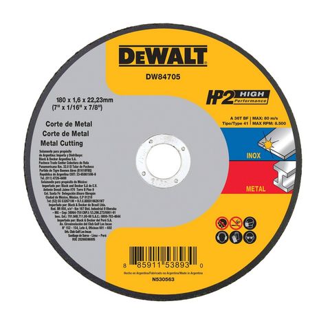 Disco de Corte para Esmerilhadeira HP2 7" 180x1,6x22,23mm Dewalt - DW84705 - Vendido Unitário - DW84705