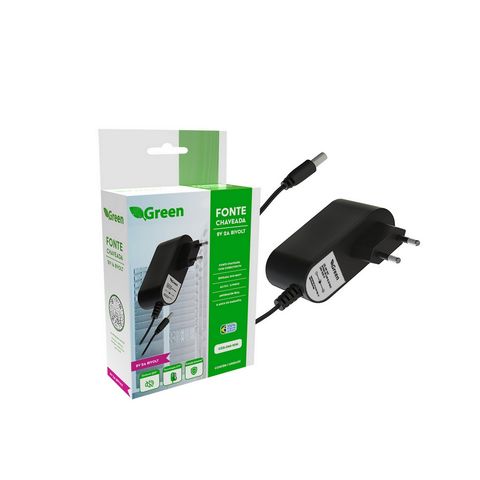 Fonte Chaveada 9V 2A Plug 5,5mm x 2,1mm Bivolt Green - 044-6201 - 044-6201