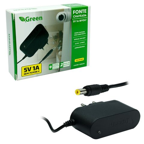 Fonte Chaveada 5V 1A Plug 5,5 X 2,1mm Bivolt Green - 044-6100 - 044-6100