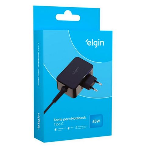Fonte para Notebook Type-C 65W 5 a 20V 3,25A Bivolt Elgin - 46RFTE65WTPC - 46RFTE65WTPC