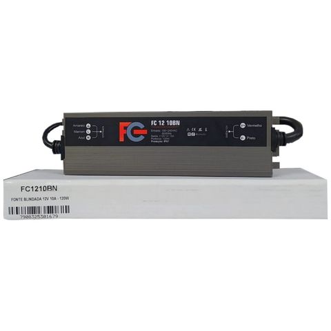 Fonte Blindada CFTV FC Fontes 12V 10A 120W Bivolt - FC1210BN - FC1210BN