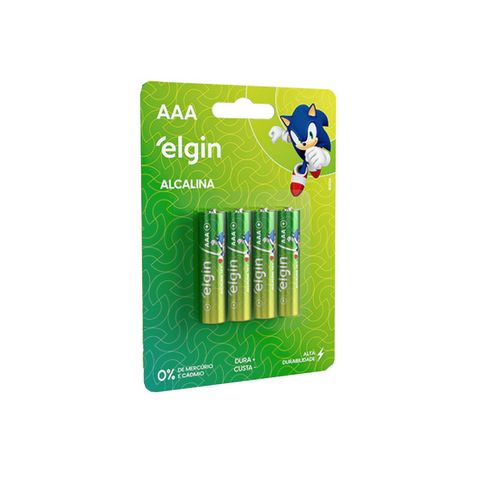 Pilha Alcalina AAA Elgin - 82155 - Blister com 4 Pilhas - 82155