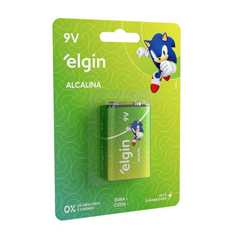 Bateria 9 Volts Alcalina Elgin - 82158 - Blister com 1 Unidade - 82158