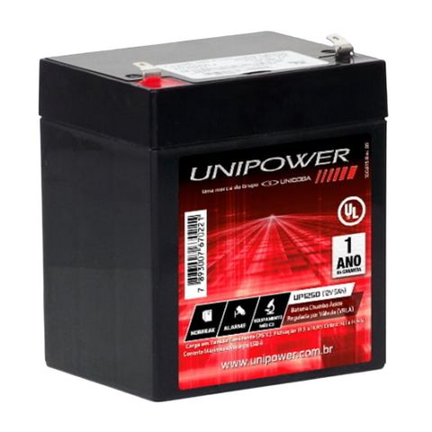 Bateria Selada para Alarmes e No-Breaks 5,0 Ah 12 Volts Unipower - UP1250 - UP1250