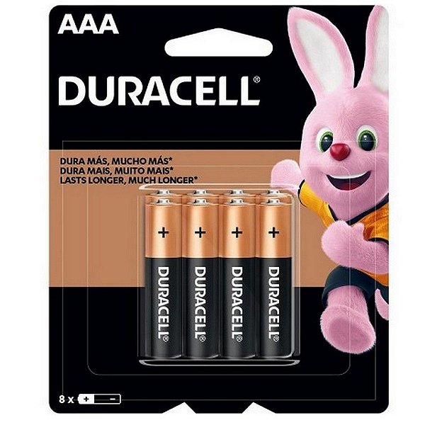 Pilha Alcalina AAA Duracell - MN2400B8/4439 - Blister com 8 Pilhas - 74439