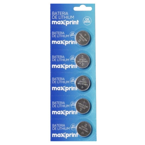 Bateria CR2032 3,0 Volts Maxprint - Cartela com 5 Unidades - 758604 - 758604