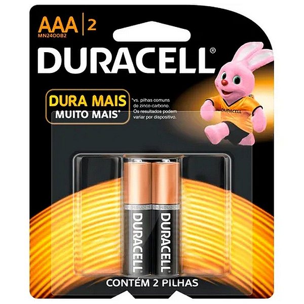 Pilha Alcalina AAA Duracell - MN2400B2 - Blister com 2 Pilhas - 74446