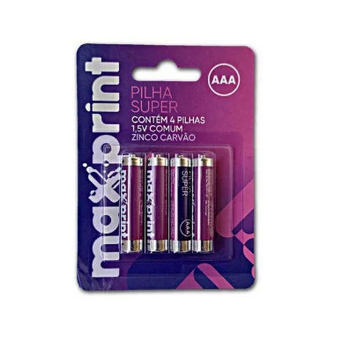 Pilha Comum AAA Maxprint - 756468 - Blister com 4 Unidades - 756468