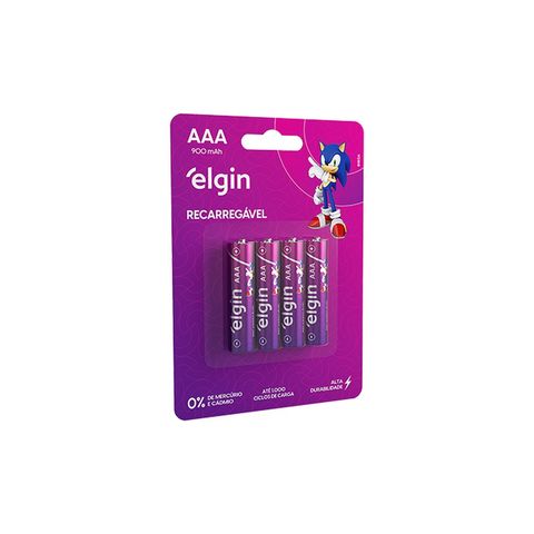 Pilha Recarregável AAA 900MAH Elgin - 82169 - Blister com 4 Pilhas - 82169