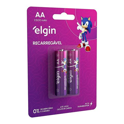 Pilha Recarregável AA 2500MAH Elgin - 82172 - Blister com 2 Pilhas - 82172
