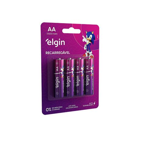 Pilha Recarregável AA 2500MAH Elgin - 82173 - Blister com 4 Pilhas - 82173