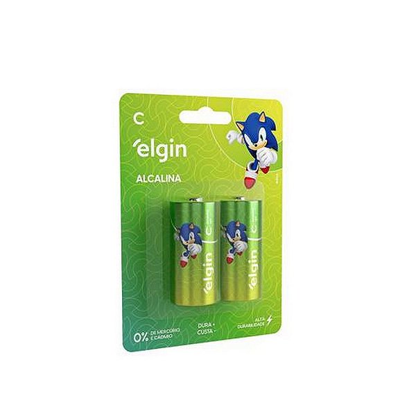 Pilha Alcalina Média C Elgin - 82156 - Blister com 2 Pilhas - 82156