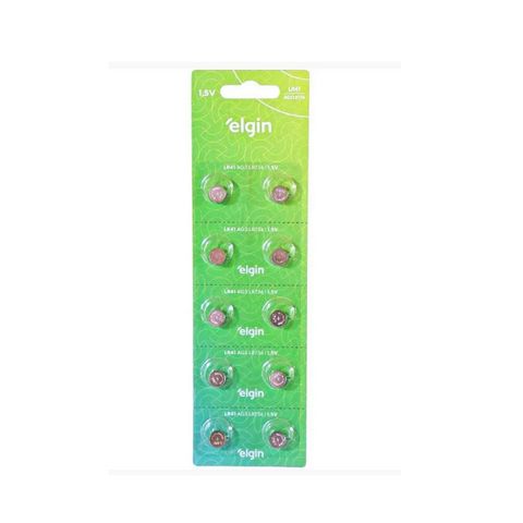 Bateria LR41 1,5 Volts Elgin - 82261 - Cartela com 10 Baterias - 82261