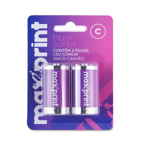 Pilha Comum Média C Maxprint - 756472 - Blister com 2 Unidades - 756472