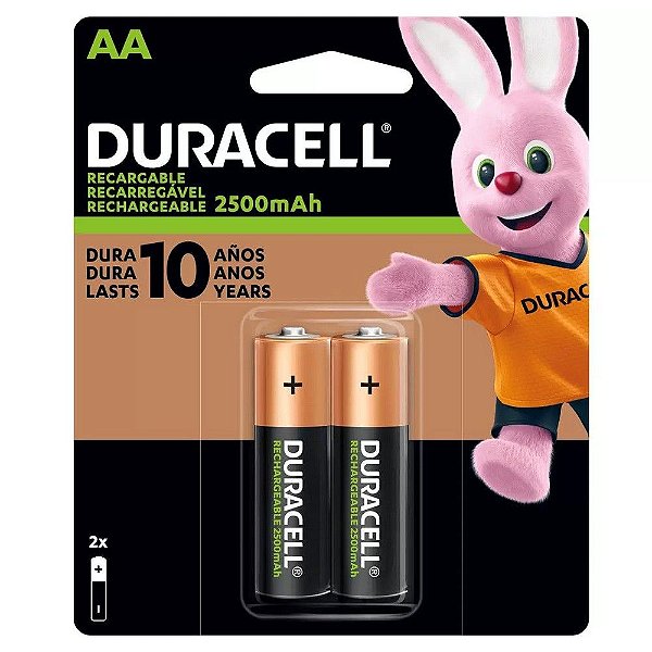 Pilha Recarregável AA 2500MAH Duracell - 74451 - Blister com 2 Pilhas - 1018017 - 74451
