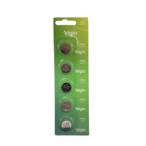 Bateria CR1616 3,0 Volts Elgin - 82339 - Cartela com 5 Baterias - 82339