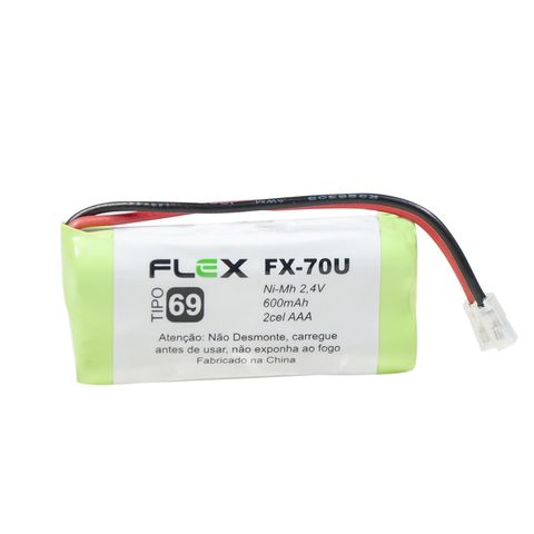 Bateria para Telefone sem Fio 600mAh 2,4V 2AAA Flex Plug Universal Tipo 74 - FX-70U - FX-70U