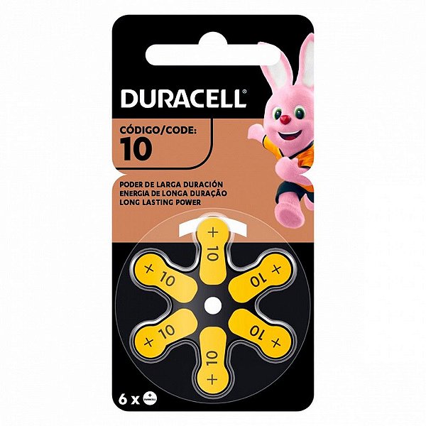 Pilha Auditiva PR10 1,45 Volts Duracell - 71357 - Blister com 6 Unidades - 71357