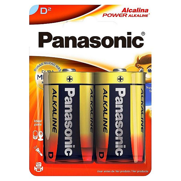 Pilha Alcalina Grande D Panasonic - 7477 - Blister com 2 Unidades - 7477