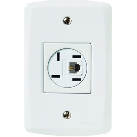 Tomada para Telefone 1RJ11/1BR com Espelho 4x2 Branco Tramontina - 57145/018 - 57145/018
