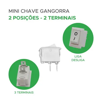 Chave Gangorra Mini KCD1-103 - 2 Terminais - Branco
