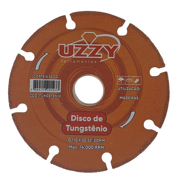 Disco de Corte de Tungstênio 110mm x 22,23/20mm Para Corte de Madeira