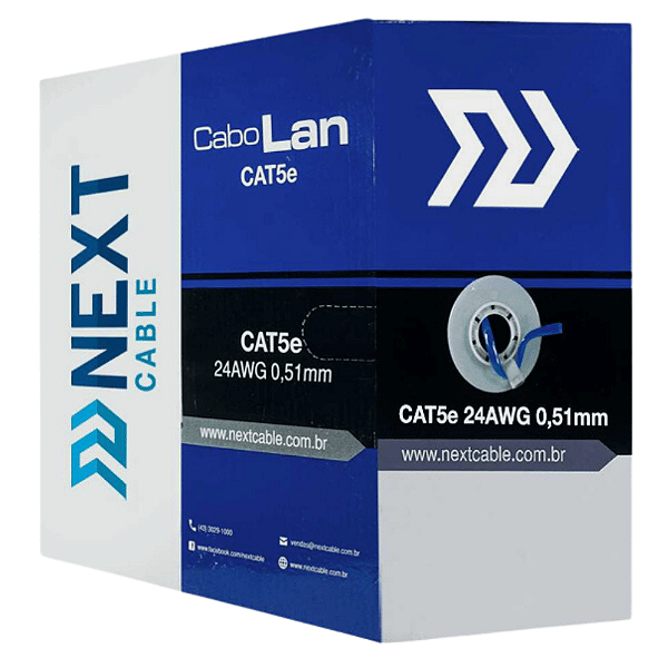 Cabo de Rede CAT5E U/UTP 4 Pares 305m Azul 100% Cobre