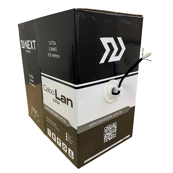Cabo de Rede CAT6E 305m Preto 100% Cobre