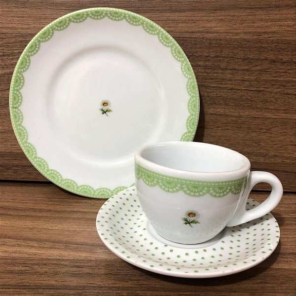 Conjunto de café - 3 peças - Renda