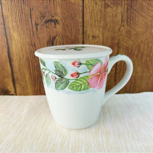 Caneca 220 ml - com tampa - Hibisco