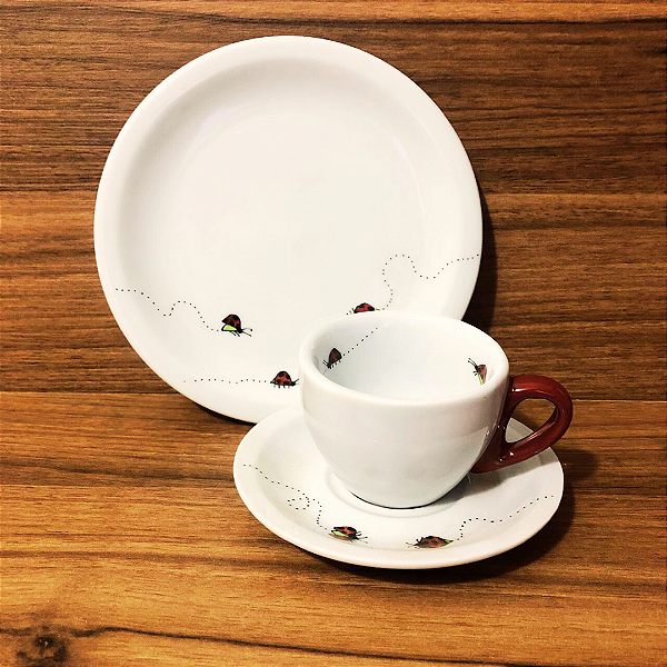 Conjunto de café - 3 peças - Joaninha