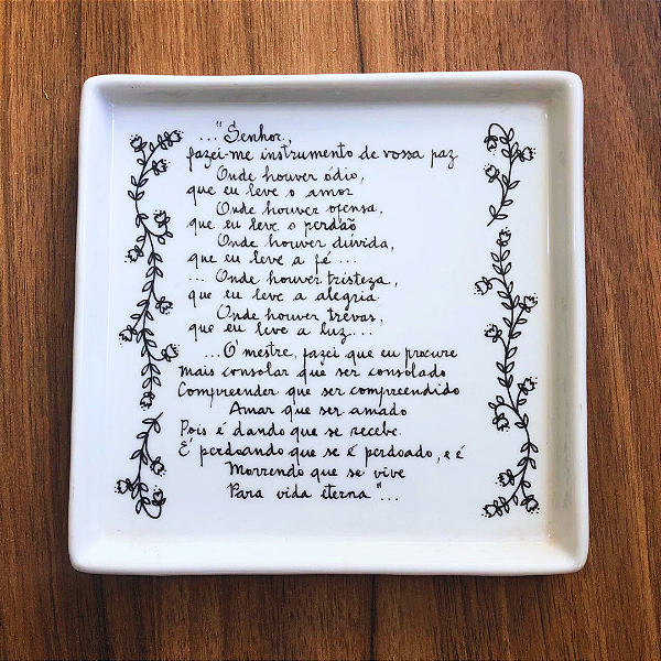 Bandeja Quadrada Oração - Pássaro Preto