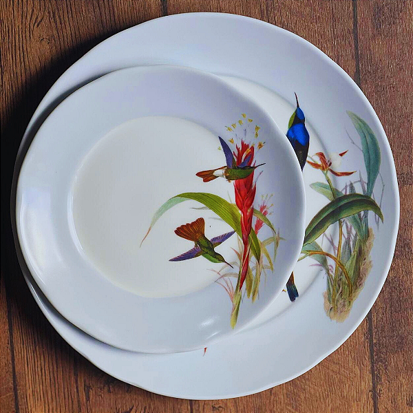 Conjunto de pratos - 2 peças - Beija-flor