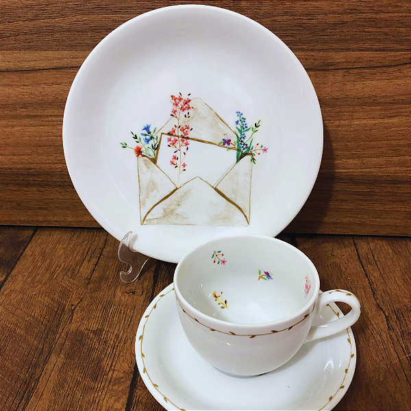 Conjunto de chá- 3 peças - Flor de Maio