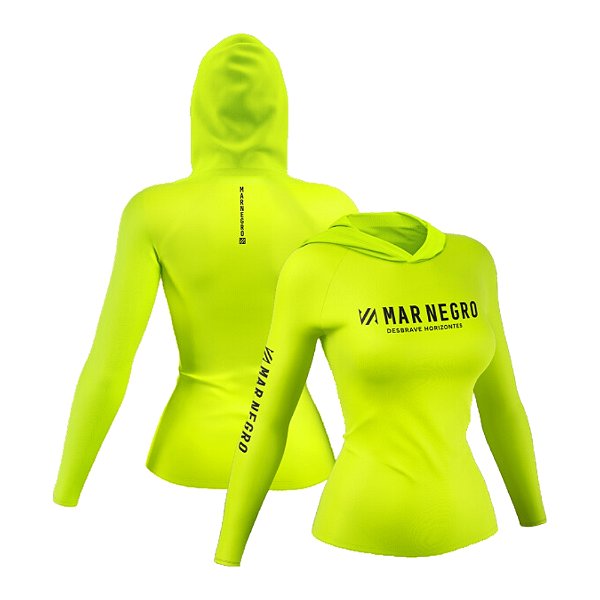 Camiseta Mar Negro Poliamida Capuz - Verde Neon