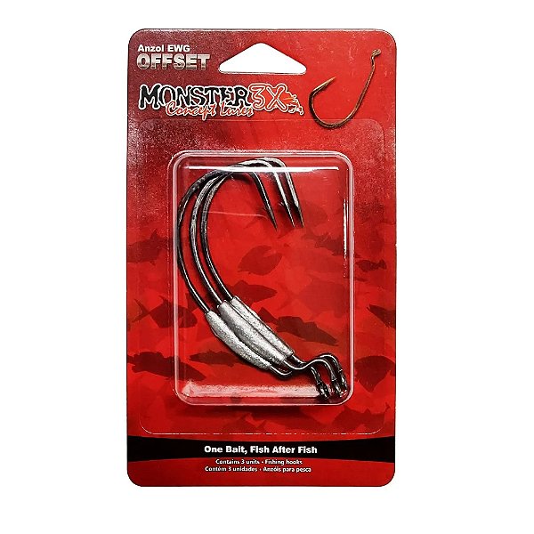 Anzol Monster 3 X Offset Lastreado -  2,5Gr  - 3UN