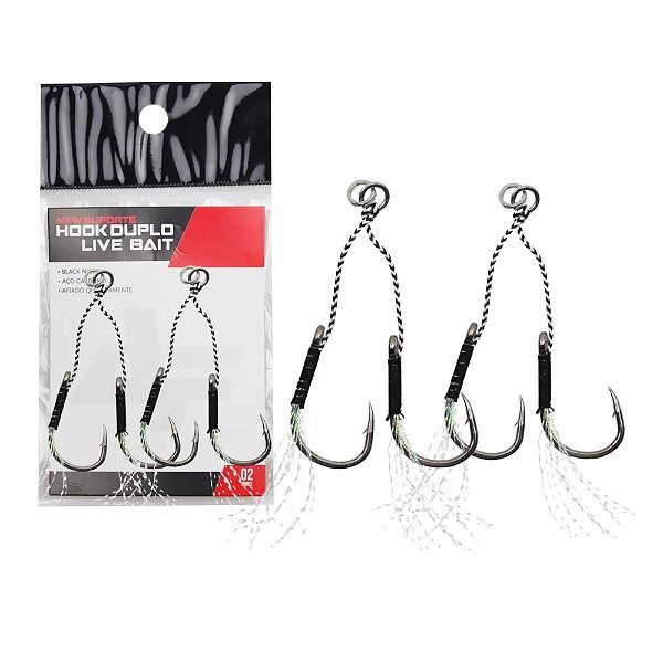 Anzol Albatroz Suporte Hook Duplo New Live Bait 1/0