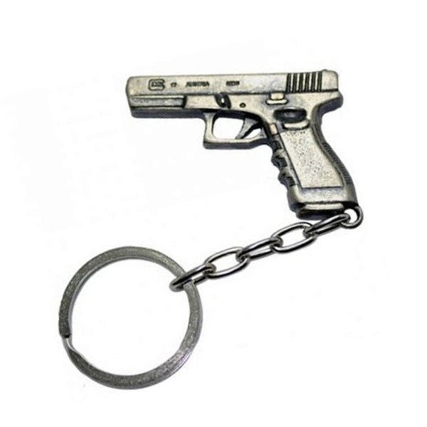 Chaveiro Belica Pistola Glock - Prata Velho