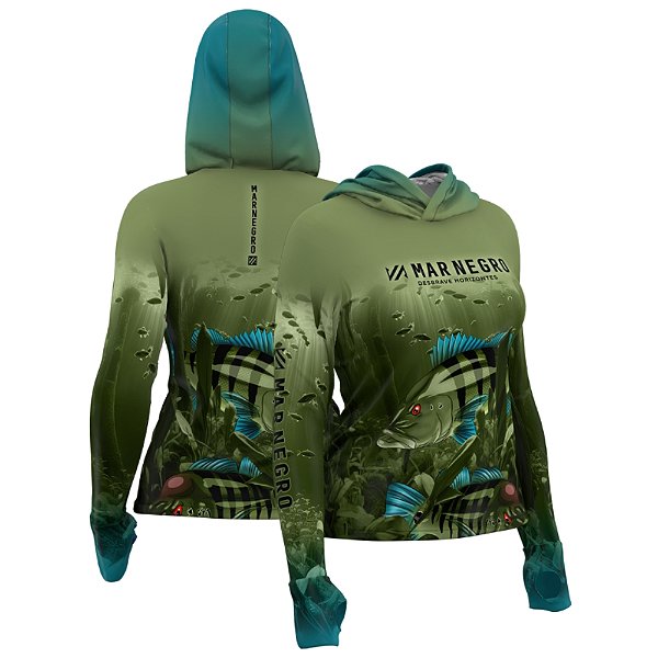 Camiseta Mar Negro Sublimada c Capuz - Tucuna Family