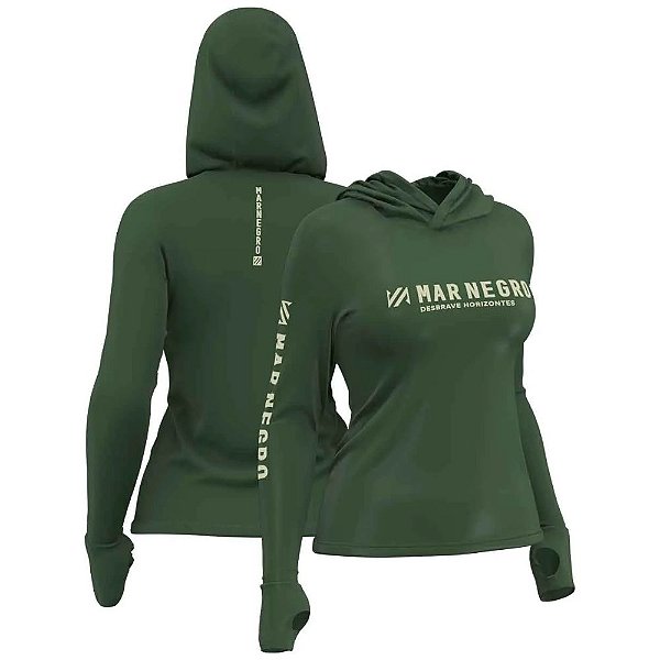 Camiseta Mar Negro Poliamida X protection Capuz - Musgo