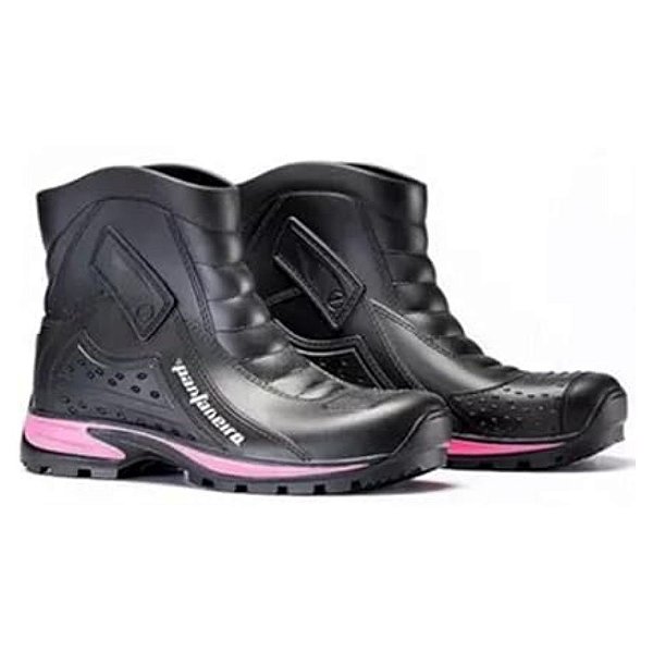 Bota Pantaneiro PVC Impermeavel Cano Curto - Preto Rosa