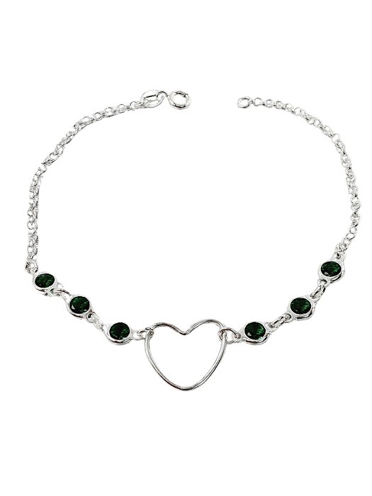 Pulseira Coração Vazado Verde