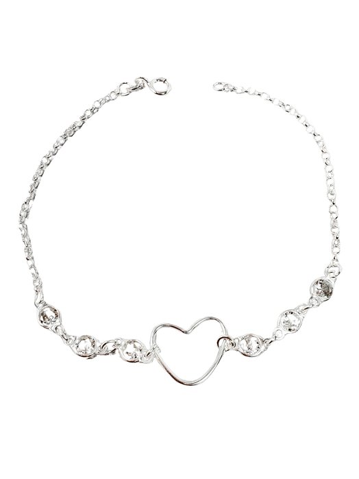 Pulseira Coração Vazado Cristal