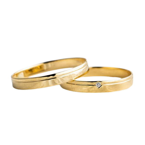 Aliança de Ouro 18K Polida com Friso 3mm