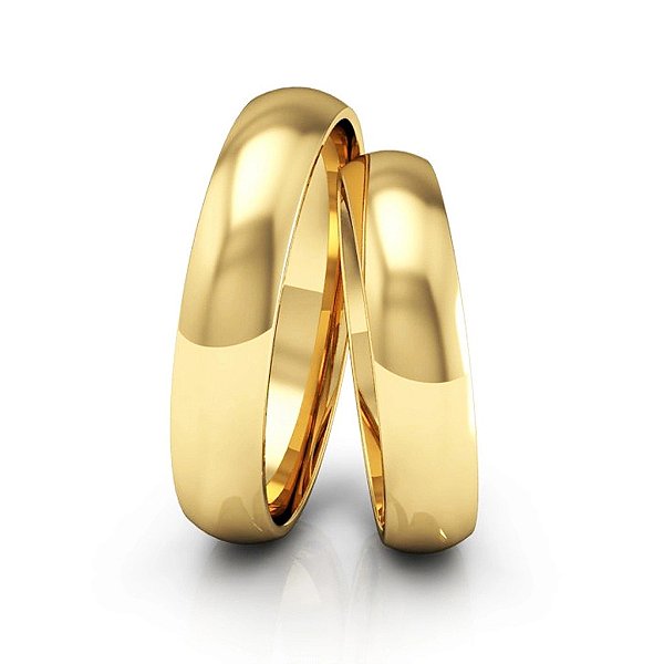 Par de Alianças de Ouro 18K Abaulada 4mm