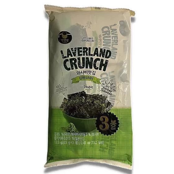 Snack De Alga- Wasabi 3Un - Laverland Crunch